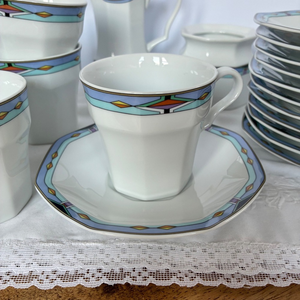 26 pc Studio Nova Tea Set Contempra Art Deco Geometric 80s Retro Memphis Style